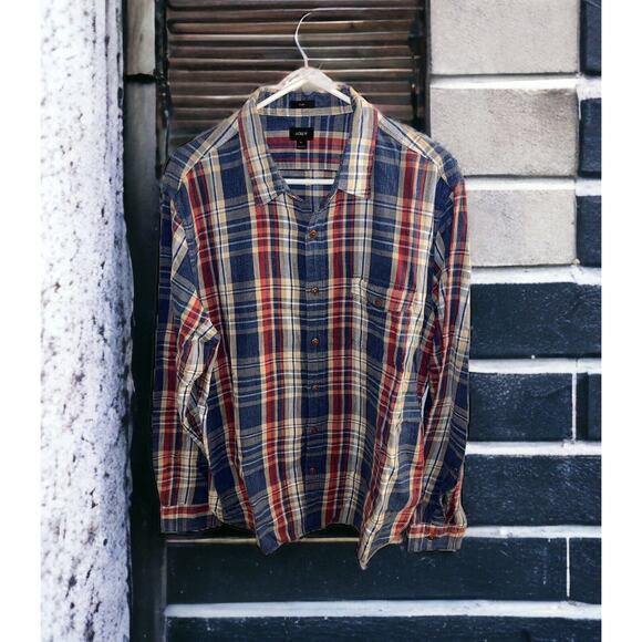 J.CREW Other - J.Crew‎ Button Down Shirt Men SIZE XL Slim Multicolor Plaid Cotton RED BLUE TAN